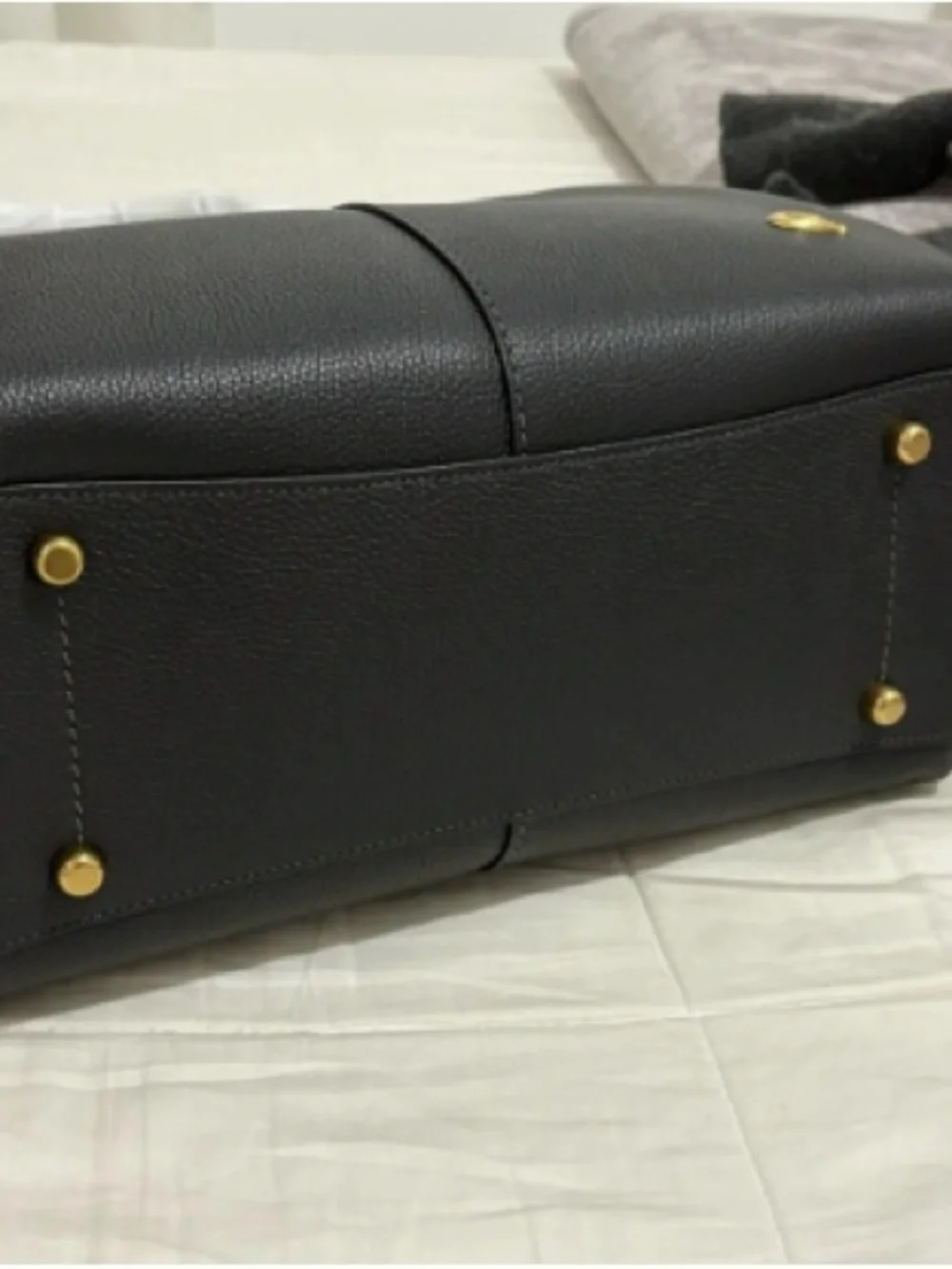 Coach Black Leather Shoulder Bag with Gold 'C' Accent